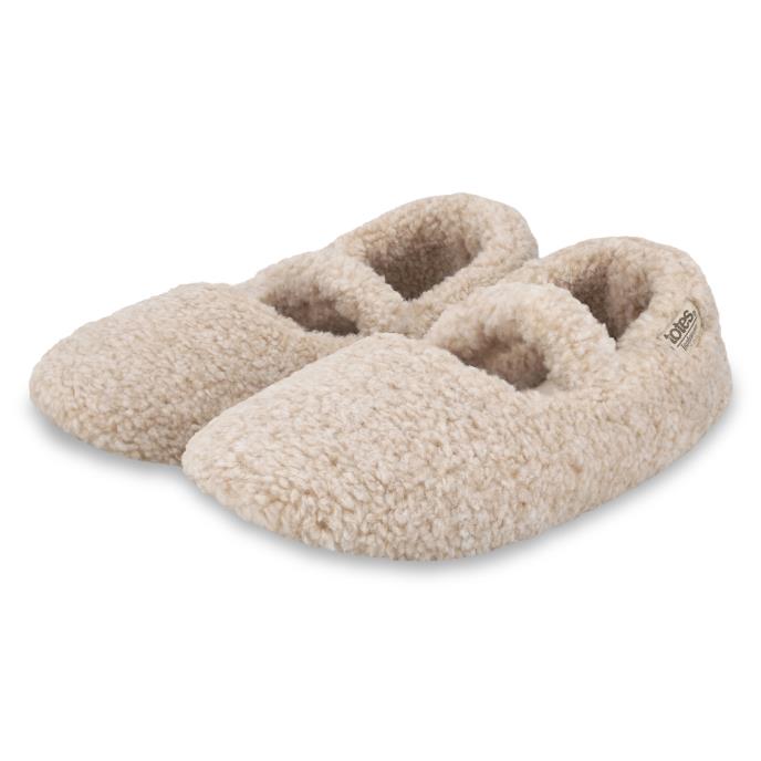 Isotoner® Ladies Borg Mary Jane Ballet Slipper Oat Extra Image 1